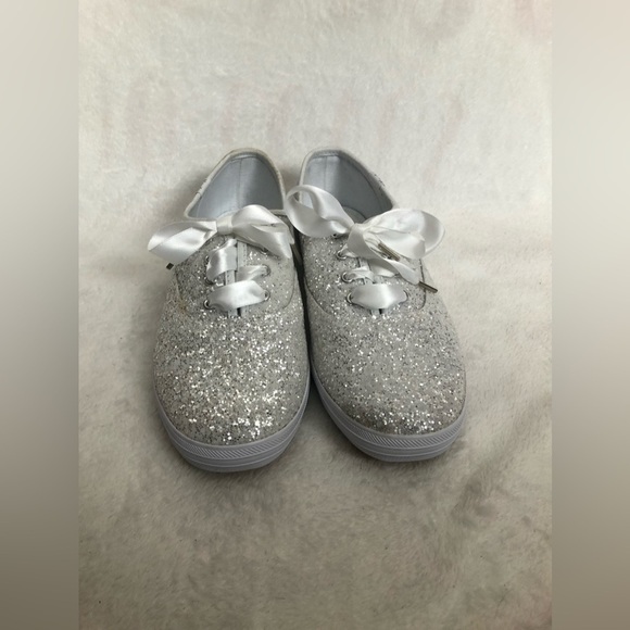 New! Keds X Kate Spade New York Champion Glitter Sneakers silver lace-up ribbon - Picture 5 of 7
